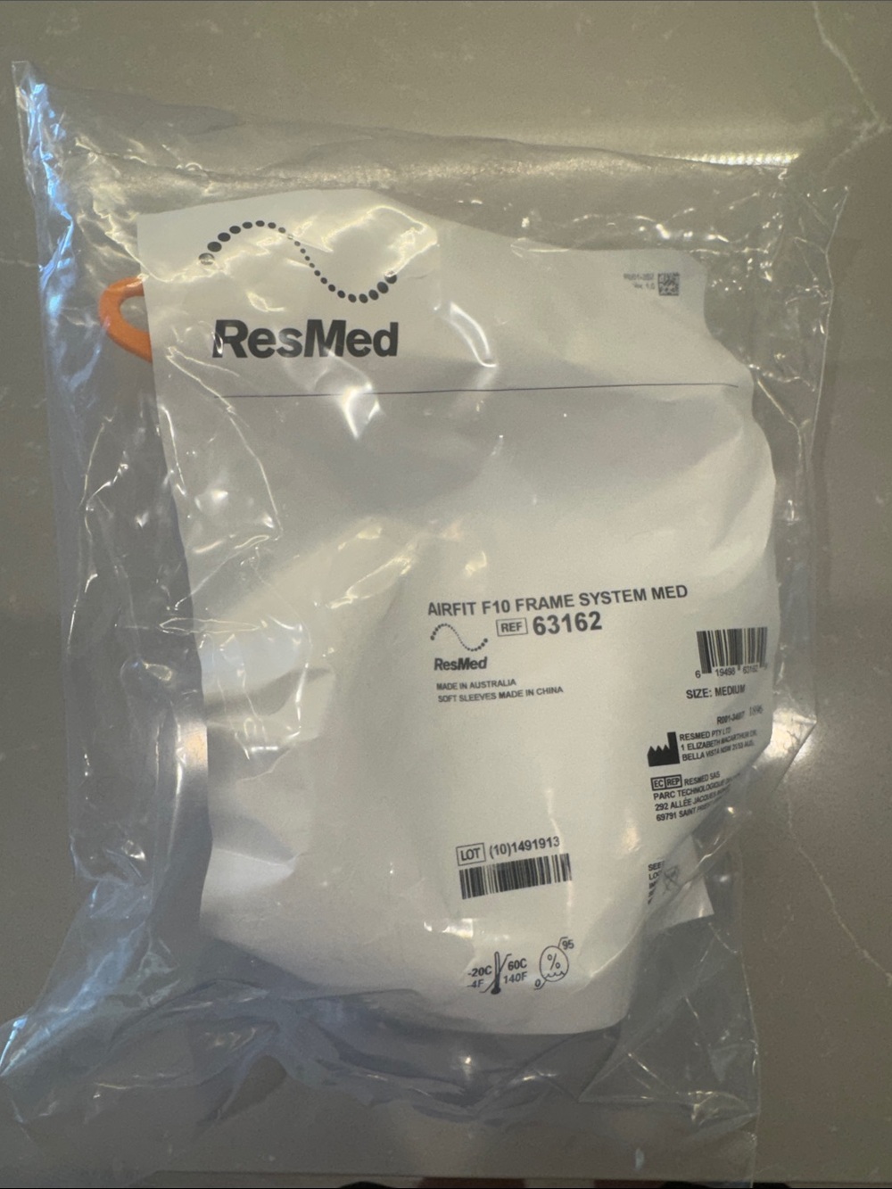 Airfit F10 Frame System Med ResMed #63162 size Medium New sealed Bag